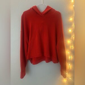 Athleta Vibrant Red Waffle Cropped Hoodie